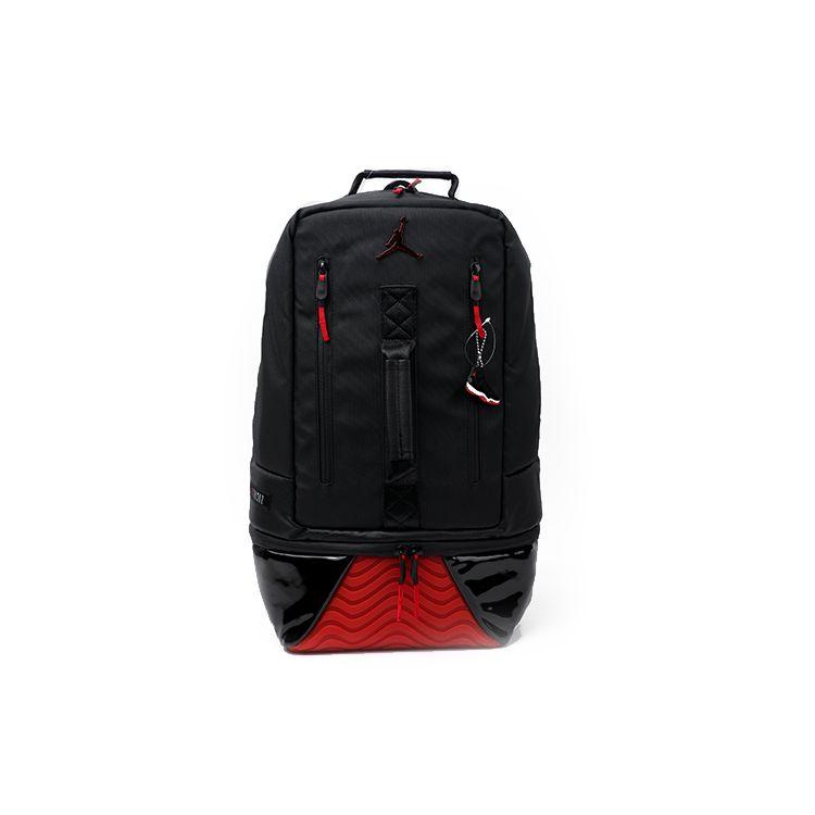 Jordan AJ11 Large Capacity Student Zipper Basketball Backpack With Shoe Pendant Fabric Unisex Backpack Black Red DV1872-010 Black