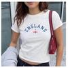 Women Crop Tank Tee T-Shirt UK England British Britain United Kingdom MMA Boxing Muay Thai Short Sleeve National Flag Print Training Fitness Workout