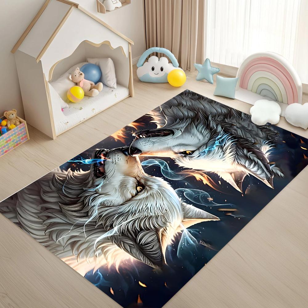 Wolf Patterned Carpet Wolf King Print Entrance Doormat Living Room Carpet Bedroom Non Slip Soft Floor Mat