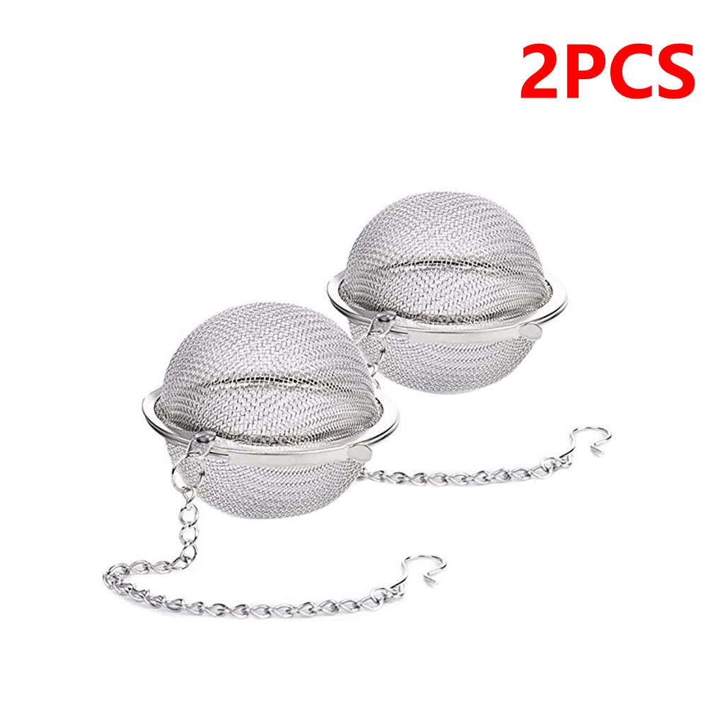Stainless Steel Tea Ball Mesh Infuser Strainers 2pcs Tea Filter Interval Diffuser Tea Ball Loose Leaf Tea Strainer Kitchen Tools