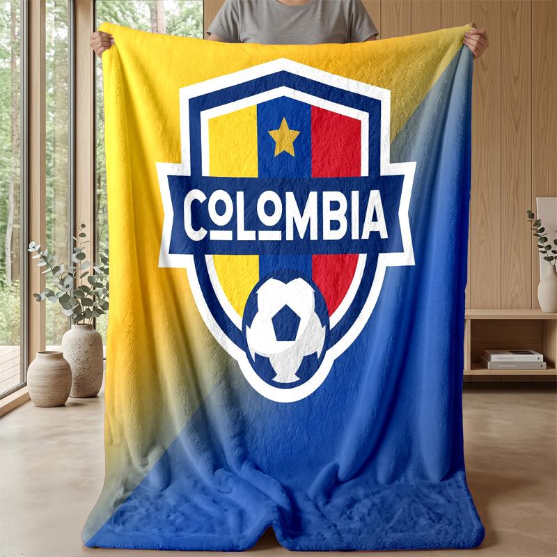 Colombia Football Printed Flannel Blanket Skin Friendly Warm Decorative Throw for Indoor Couch Bed Daily Use
