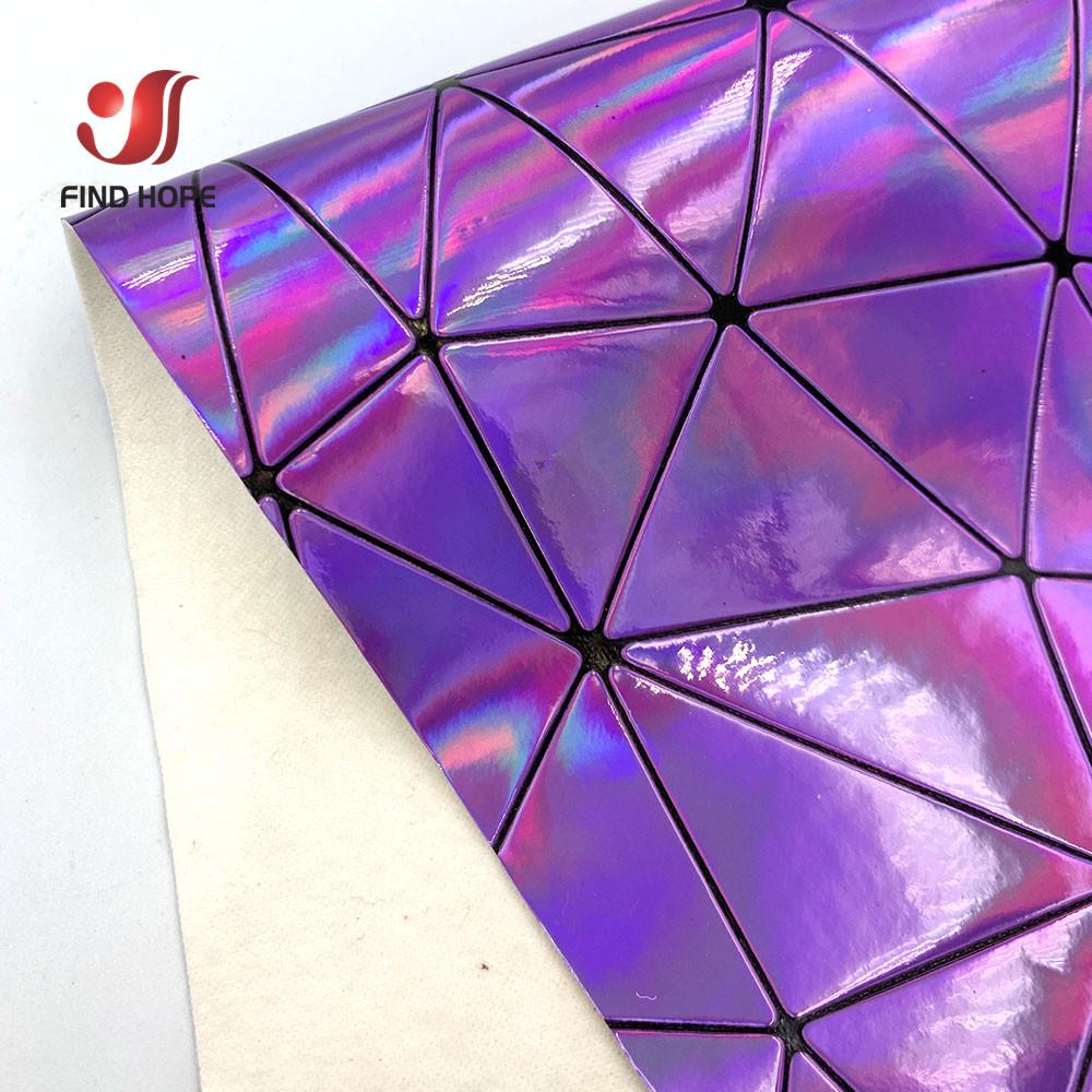 A5 A4 Laser Hologram PU Faux Leather Fabric Geometric Polygon texture for Bag Bow Craft DIY Jewelry Clothing Sewing Material