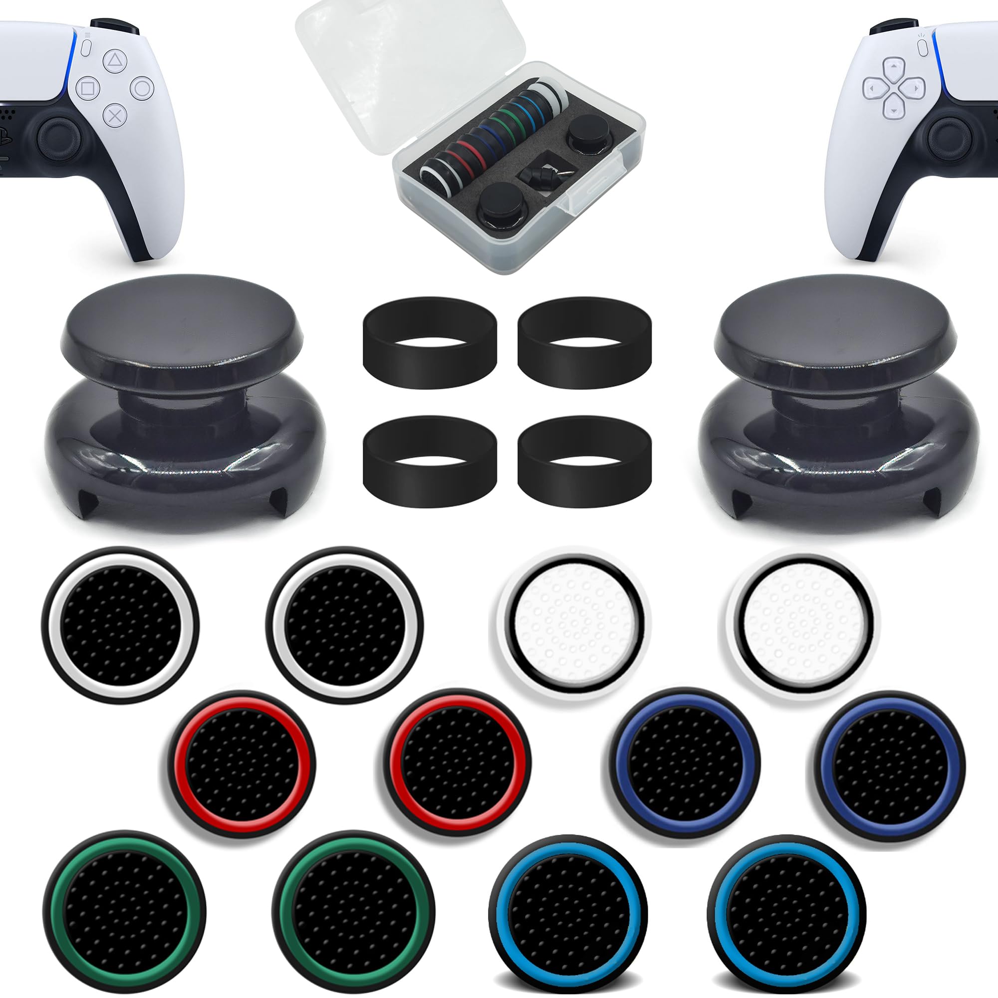 

Freak PS5 Compatible PS4 Controller Stick Cover Controller Assist Ring with Storage Case Stick Stick Protective Black Set ZHI-NYLLDJS (2 Freaks/12