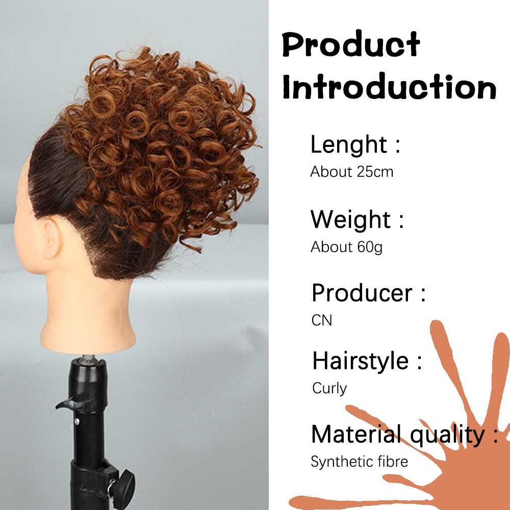 MISS WIG Cabelo bagunçado coque pedaço de cabelo elástico cordão solto onda grande coque cacheado 60g sintético curto vermelho escuro rabo de cavalo extensão para mulheres