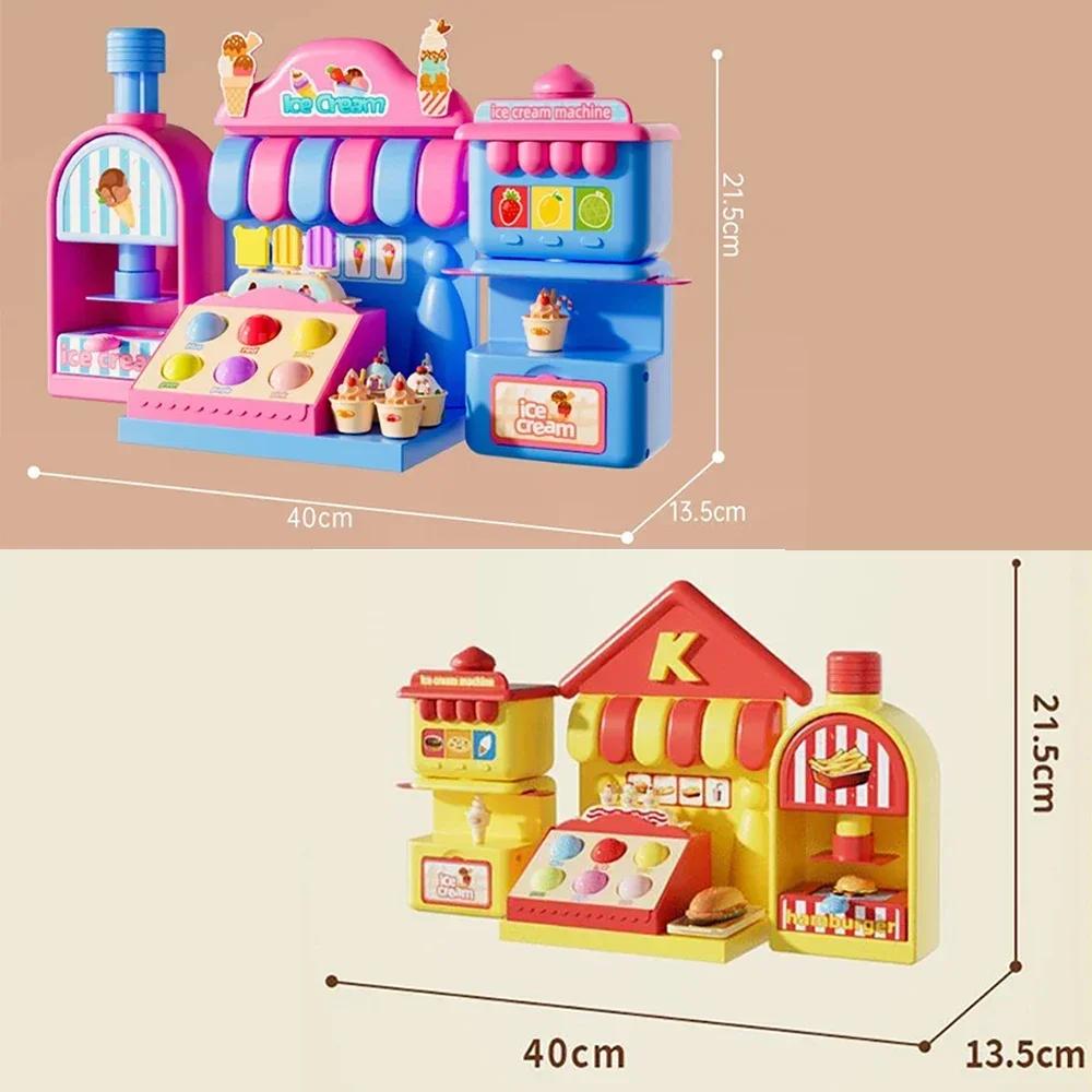 DIY Colored Clay Ice Cream Pretend Play Kids Plasticine Machine Toys Game Simulation Make Hamburger Creative Toy Slime Kit Gifts