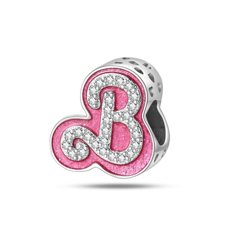 Sweet Romantic Copper Metal Princess Letter Pink High Heels Handbag Dress Charm Bead Components Bead Components Compatible With Pan Authentic