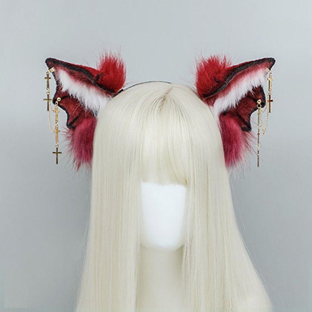 Plush Halloween Headband Bat Cosplay Bat Ear Headband Quirky Halloween Accessory Halloween Party