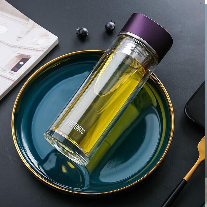 Thermos Double Wall Insulated Glass Tea Infuser Bottle