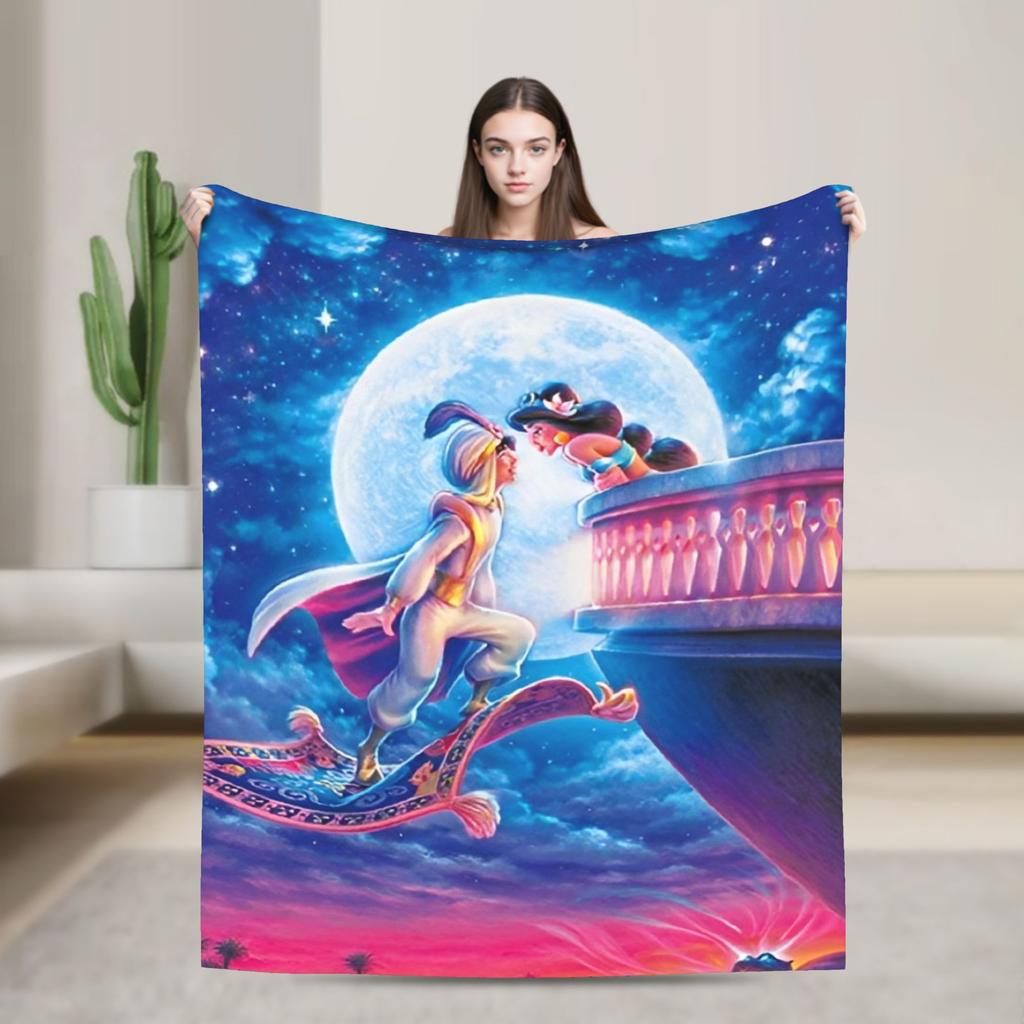 Aladdin Jasmine Cartoon Blanket Warm Fluffy Plush Throw Blanket For Couch Bed Decorative Flannel Bedspread Bed Cover
