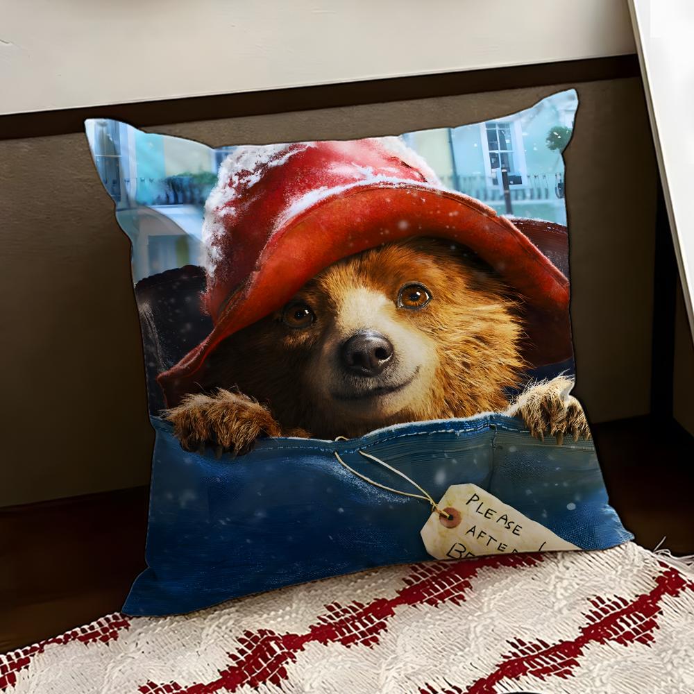 cartoon PPaddington BBear Cushion Cover Reversible Soft Durable Pillow Cover Home Car MultiScene Use for Daily Comfort