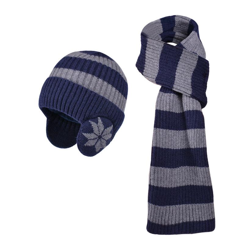New winter hat, scarf set, men's and women's outdoor windproof ear protectors, pullover hat, fleece warm knitted wool hat