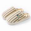 Cotton Slippers Women's Autumn and Winter Indoor Home Non-slip Thick Bottom Couple Style Velvet Warm Color Striped Cotton Drag Men
