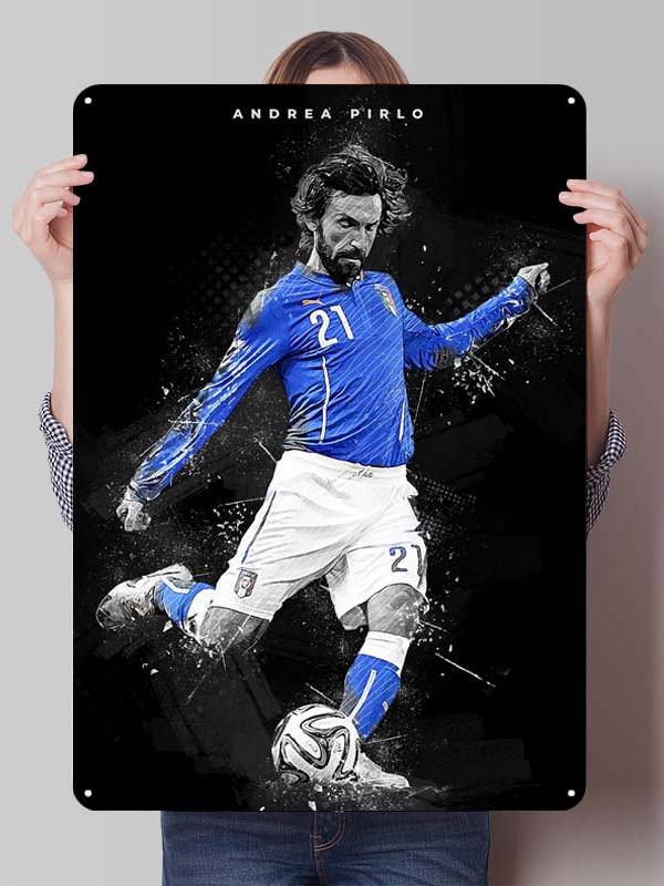 Andrea Pirlo Football Player Metal Posters Wall Art of Murals Custom Made Metal Tin Sign Plaque for Wall Decoration Retro Decor