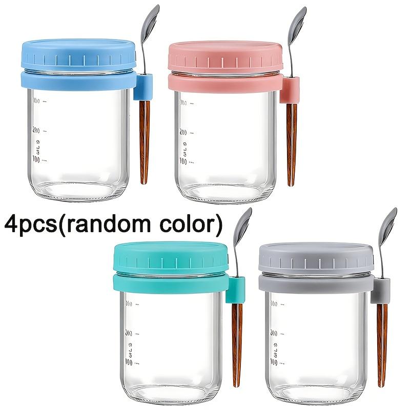 4er- oder 8er-Pack 16oz luftdichte Glas-Overnight-Oats-Gläser mit Deckeln und Löffeln, ideal für Joghurt, Müsli und als tragbare Aufbewahrung für das Mittagessen im Büro.