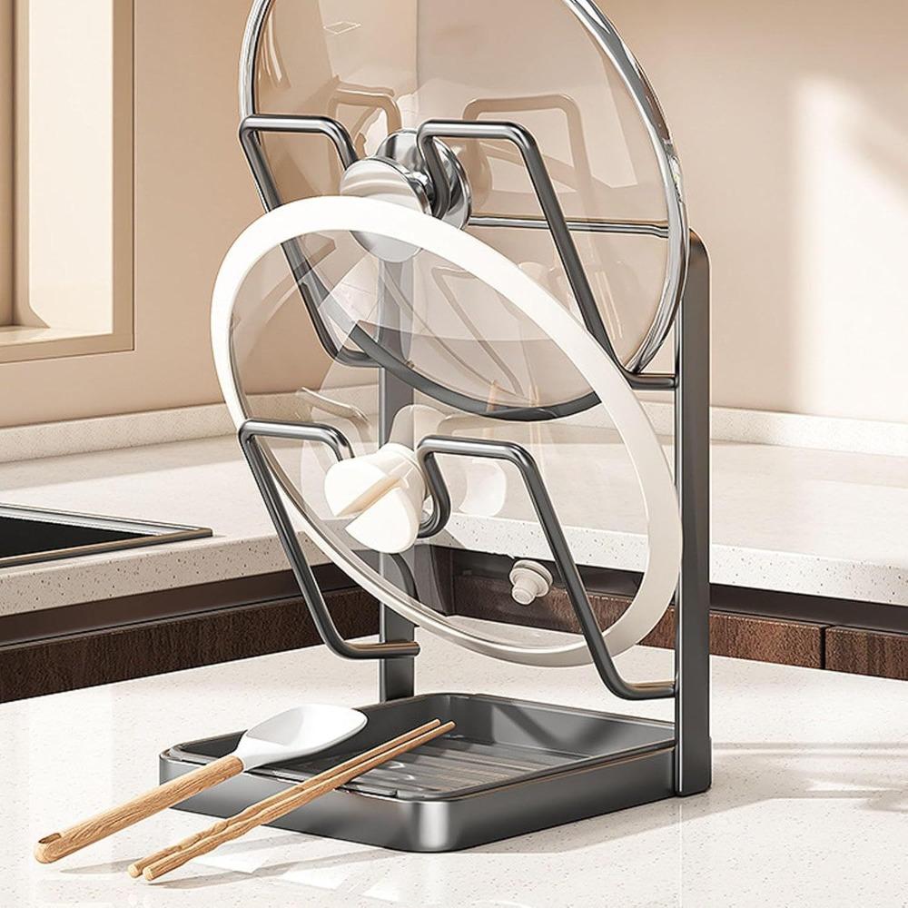 1 Grey Lid Storage Rack, Kitchen Lid Rack, Spatula Rack for Kitchen Countertop YQ