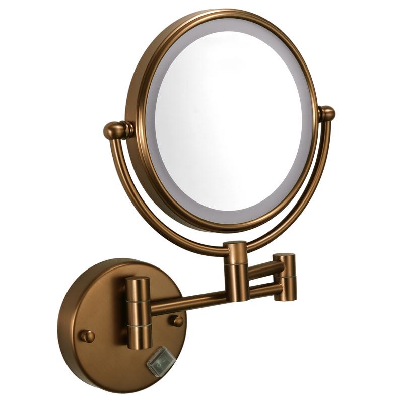 LED Bathroom Vanity Mirror with Folding Makeup Light - Wall-Mounted for Home & Hotel Use