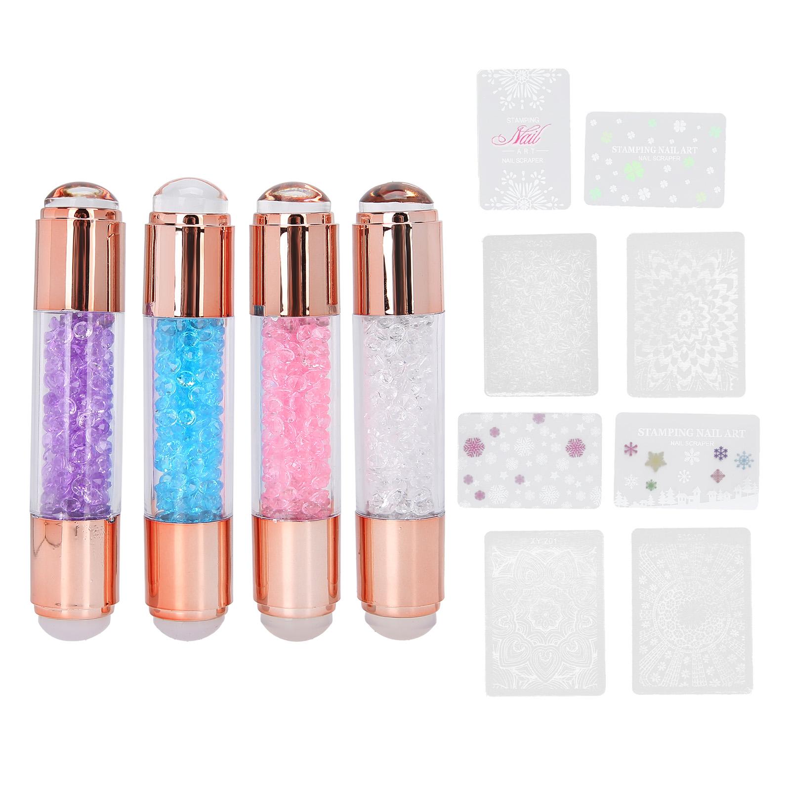 

4 комплекта штампов для маникюра, силиконовые ручки-штампы, двухсторонние пластины для запечатывания ногтей для домашнего маникюрного салона