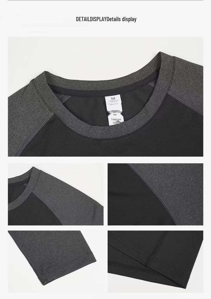 Men's Quick Dry Raglan Sleeve Long Sleeve Round Neck Sports T-shirt