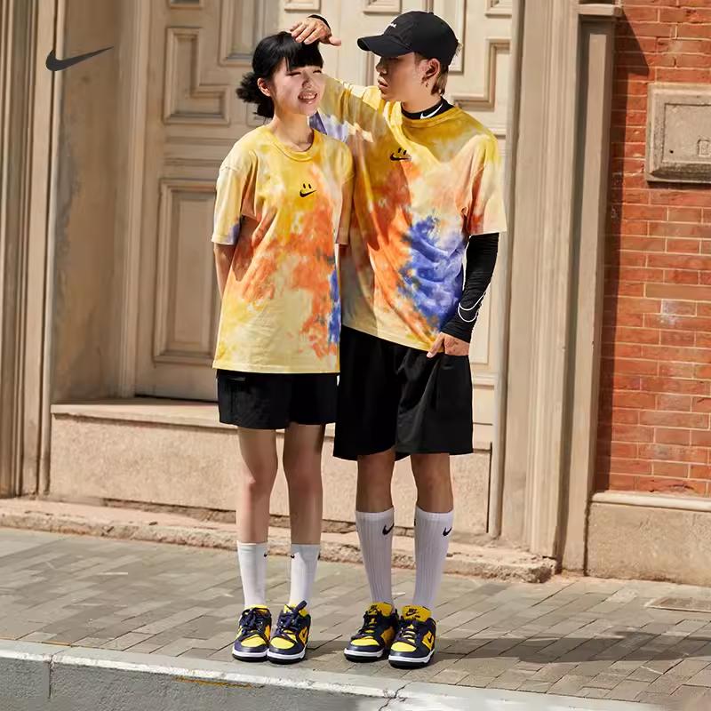 Nike Sportswear Tie-Dye Smiley Print Loose Short-Sleeve T-Shirt Men Tops Orange DX7849-819