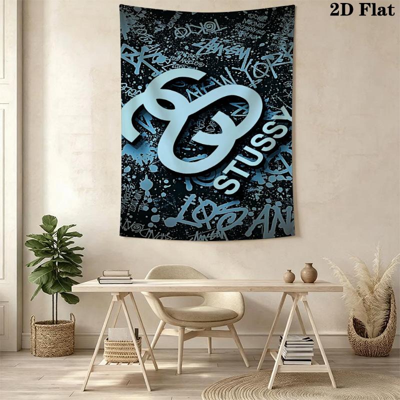 Purple Blue Swirl Marble Tapestry, Streetwear Signature Logo Wall Hanging for Room Aesthetic Decor