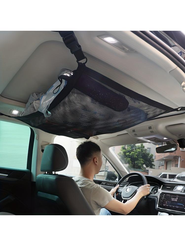 Car Ceiling Storage Net Bag Pocket Roof Net Pocket Hanging Luggage Suspended Network Port Storage Bag Single Layer
