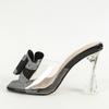Summer Transparent Perspex High Heels Slippers Sexy Street Woman Square Toe Dress Shoes Crystal Bowknot Designer Sandals