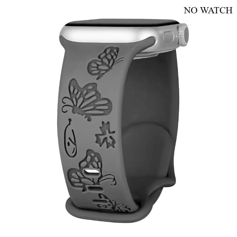 Silicone Strap For Apple Watch Series 11 10 9 8 7 6 5 4 3 For Iwatch Ultra 3/2 49mm 46mm 42mm 45-44-42-41-40-38mm Butterfly Woma