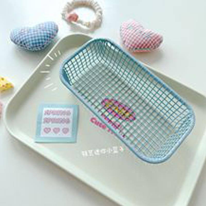 Simple Cry Iron Art Storage Basket Office Desktop Miscellaneous Items Organizer Box Korean Sle Pure Color Home Storage Basket