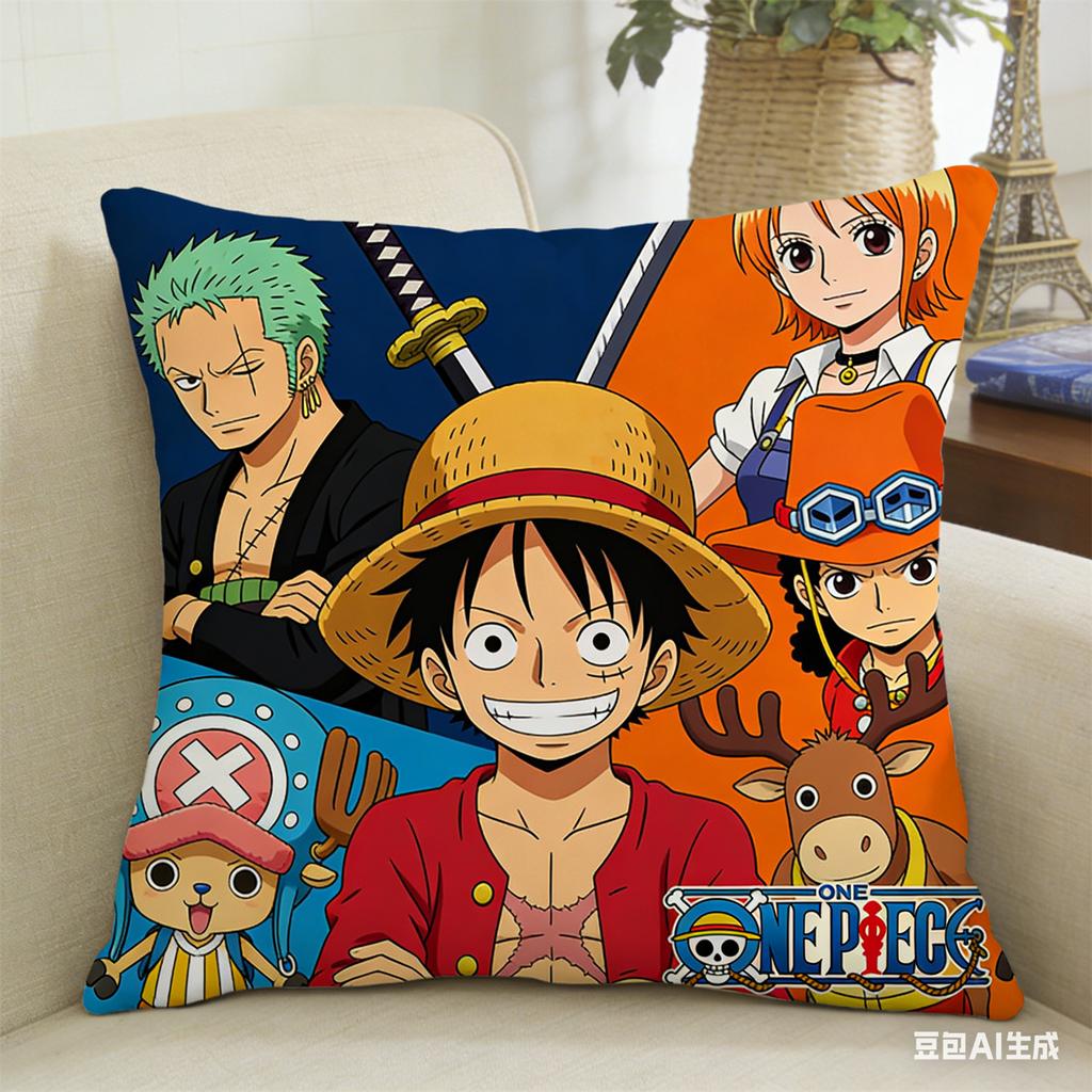 One Piece Pillow Cover Anime Fan Favorite Character Print Decorative Pillowcase for Bedroom Living Room and Anime Enthusiasts