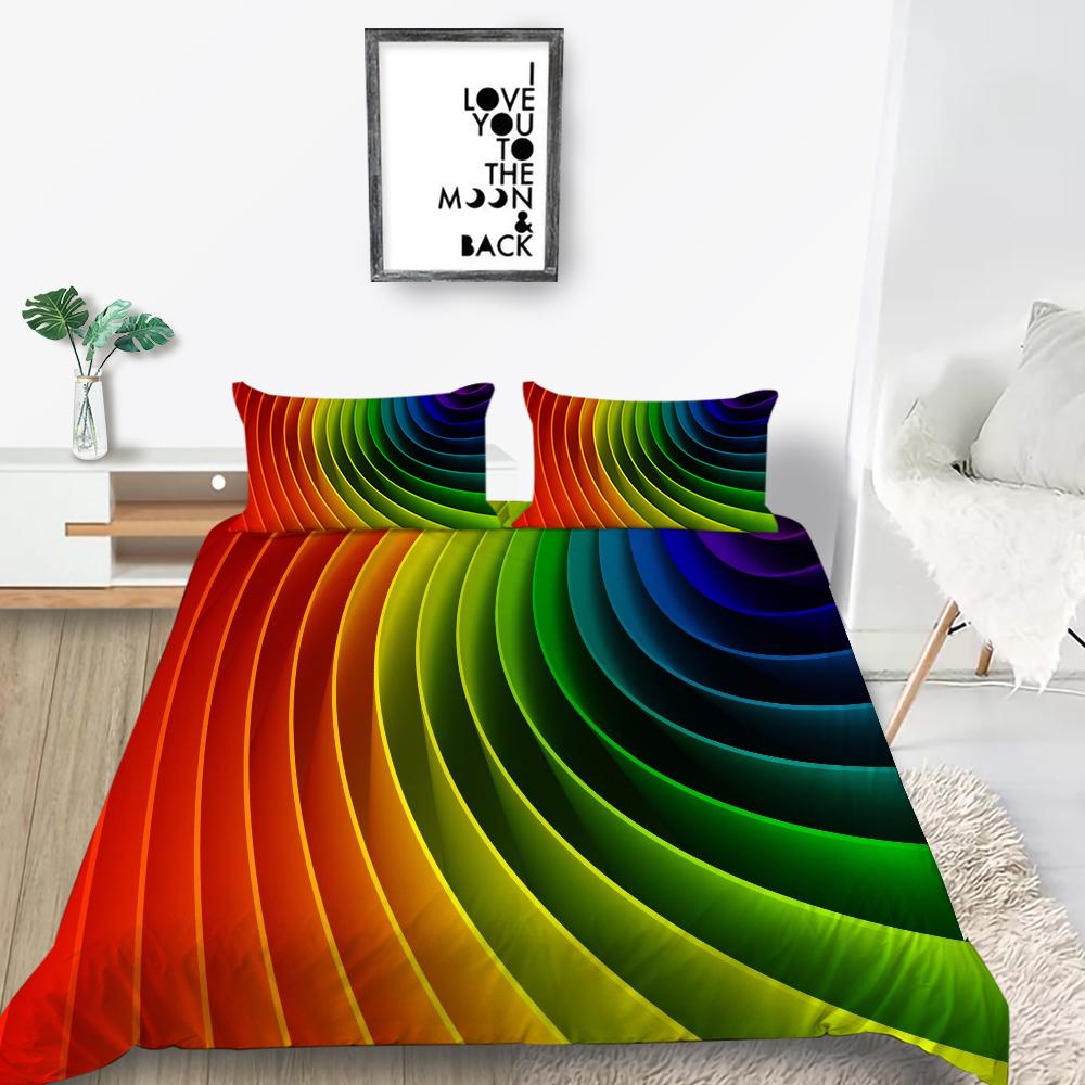 New Fashion Rainbow Duvet Cover Home Bedspreads Highly Quality Pillowcase Queen Single Size Bedding Luxruy Bedding Cover Sets