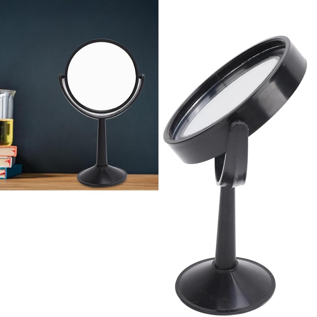 4 Inch Round Glass Concave Mirror Lens Black Frame, Adjustable View Clear Reflection for Science Experiments