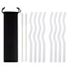Wavy Glass Straws 11pcs Multicolor Reusable Glass Drinking Straws with Black Pouch for Drinking Beverages Coffee Milk Tea