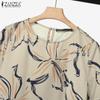 ZANZEA Women Short Sleeve Print Blouse and Pants Summer Two Piece Suit Sets