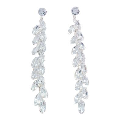 [R7568] - Brincos de designer 'Sissi' branco prateado - 70x10 mm