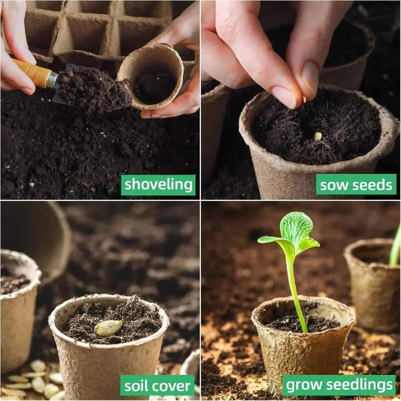 Biodegradable Seed Starter Pots Pulp Paper Transplanters Peat Flower Plant Seedlings Germination Tray Garden Eco Friendly