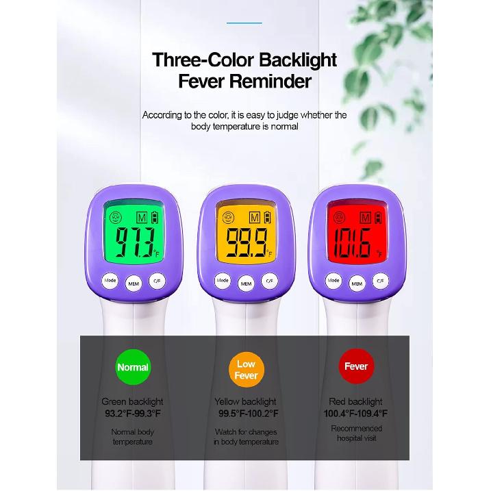 HUHETA Infrared Thermometer for Adults, Non Contact Forehead Thermometer with Fever Alarm, Accurate Reading and Memory Function, Body Temperature &