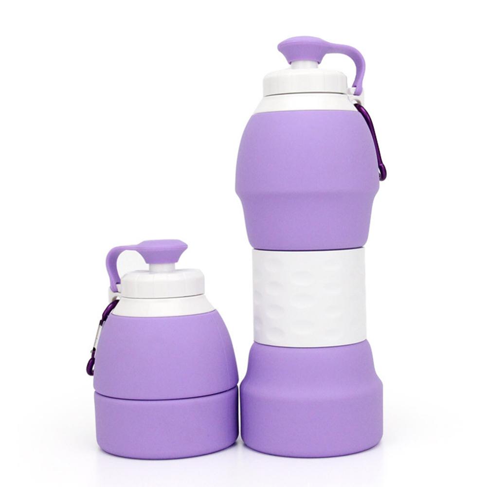 Outdoor Foldable Silica Gel Bottle High Temperature Resistant Light Weight Bottle for Sports Travel purple #1