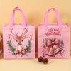 4/8pcs Pink Christmas Tote Bags with Handles,Santa Claus Elk Bell Pattern Reusable Gift Bag,Grocery Shopping Bag,Pink Packaging