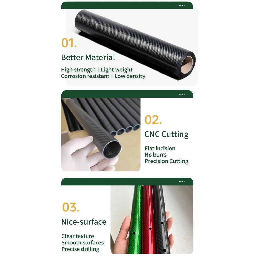 1pcs 1000mm Lengt Carbon Fiber Tube OD18-35mm High Hardness Composite Material 3K Twill Matte for Plant Protection Aircraft Part