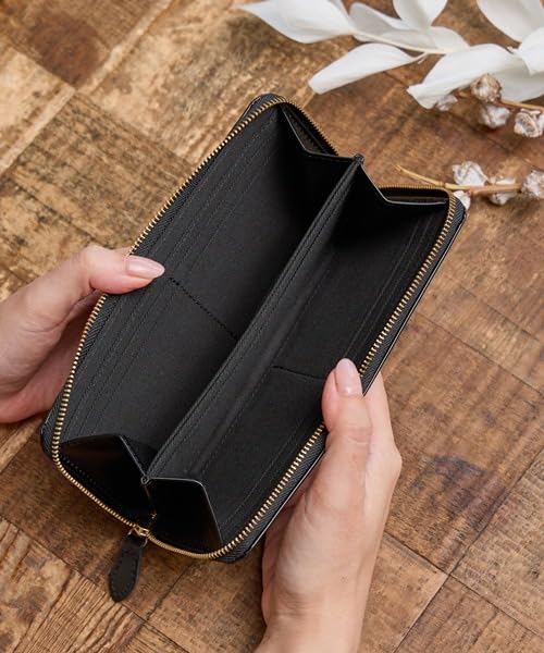 ZUCCHERO Official Long Made in Round Slim Polka Dot Moss 55455 Women's Wallet, Japan, Design, Green,