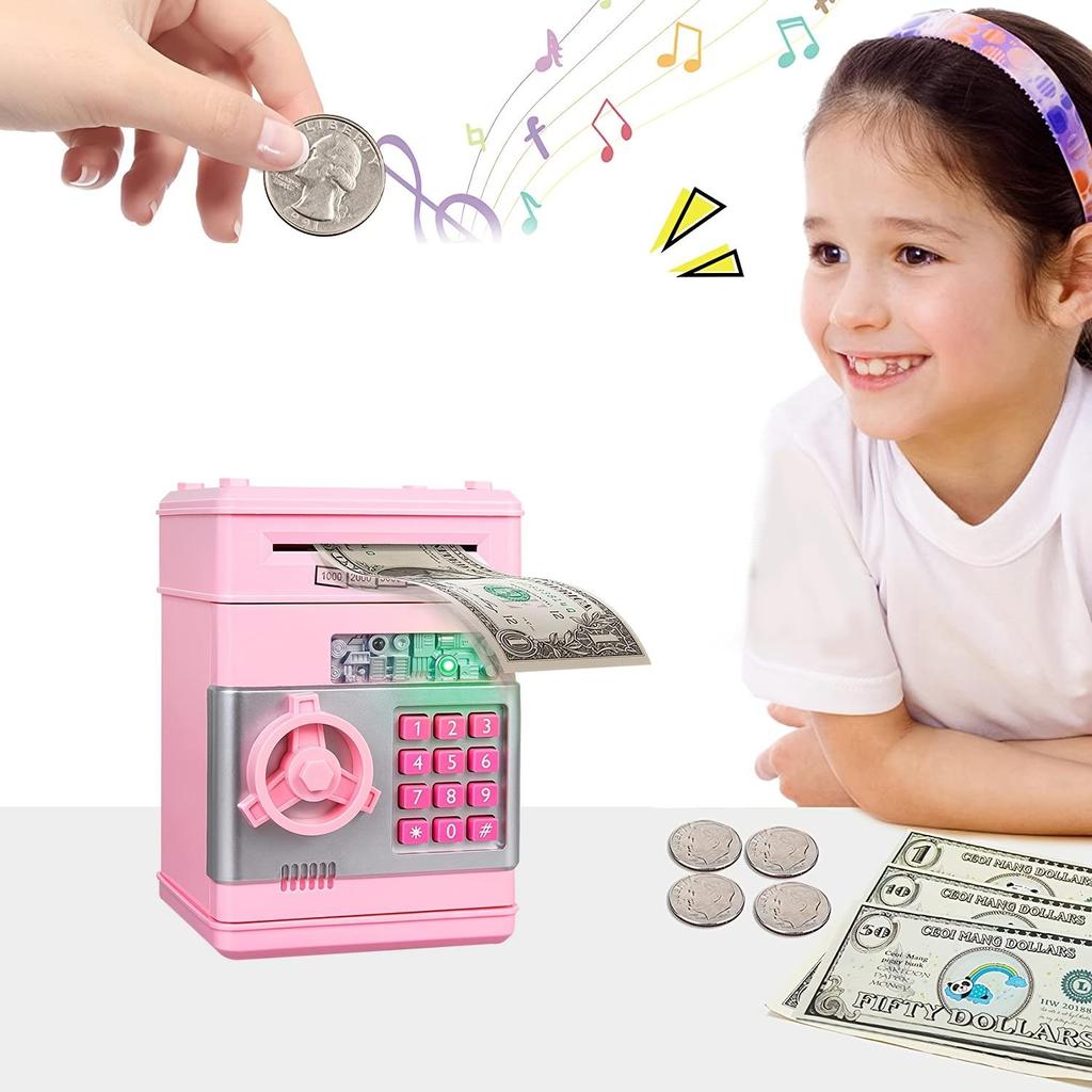Sparschwein, Bargeld, Münzen, Geldautomaten, elektronische Münzen, Geldbank für Kinder