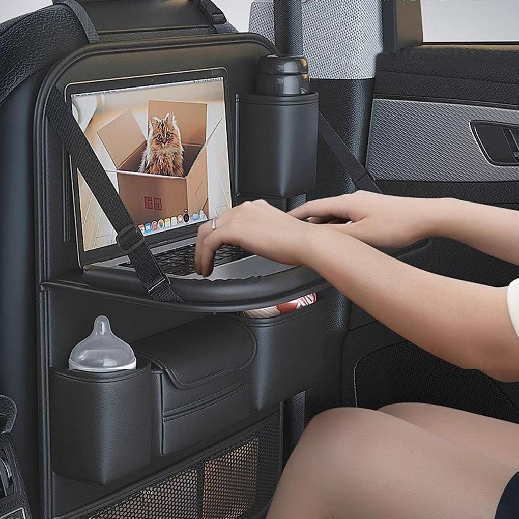 PU Auto-Sitz-Organizer mit klappbarem Tischtablett, Fahrzeug-Ordnung und Organisation, Wasserdichte Spielzeugaufbewahrung Pu