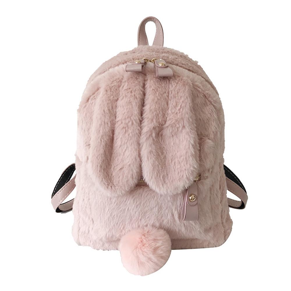 Embroidered Autumn And Winter Women s Personalized Plush Backpack, New Cute Rabbit Ears, With Name Plush Women s Gift Bag No Need Custom розовый