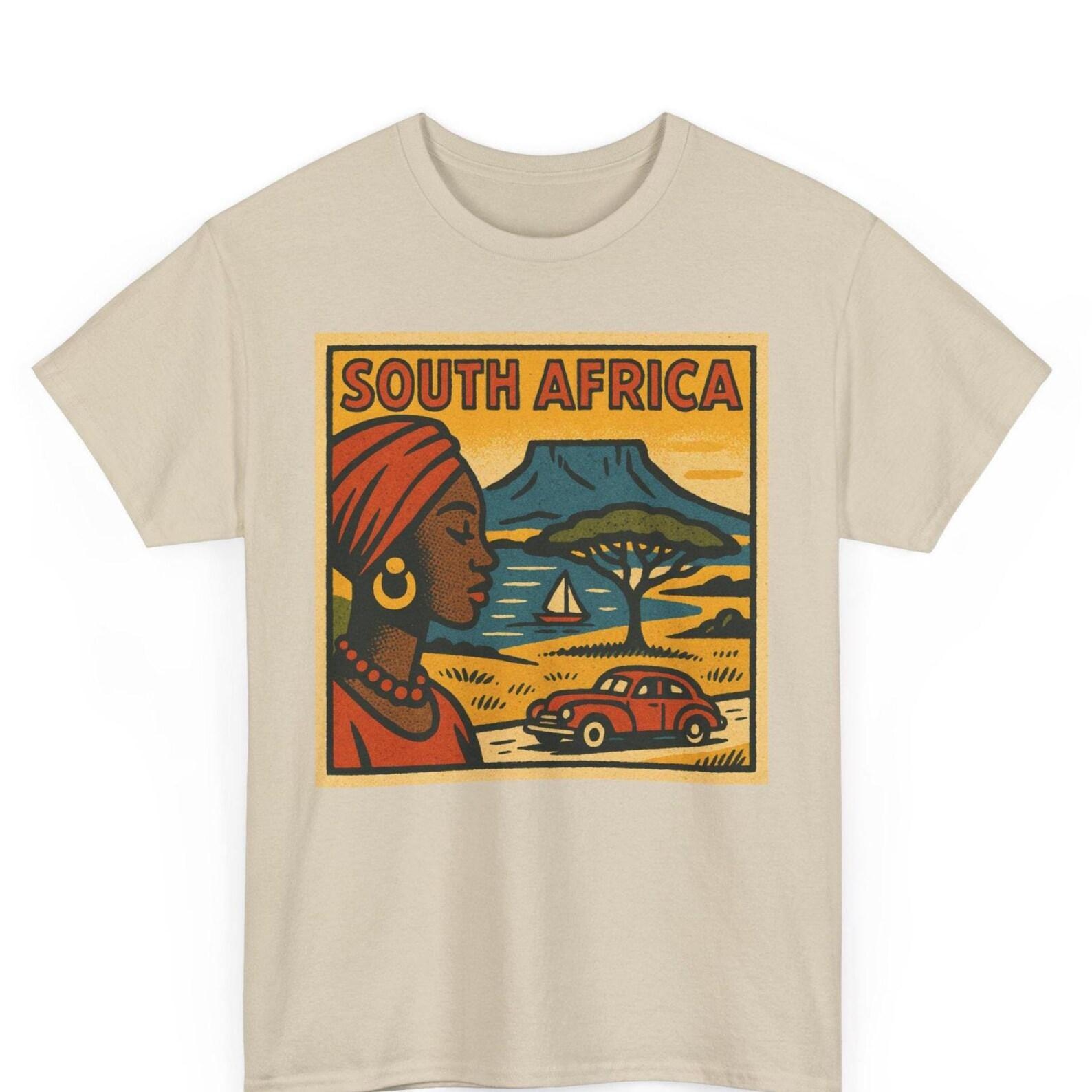 South Africa Comic T Shirt Unisex Retro Style | Vintage Cape Town Skyline Tee | African Travel Graphic Shirt | Gift for Him Her Explorer 4XL