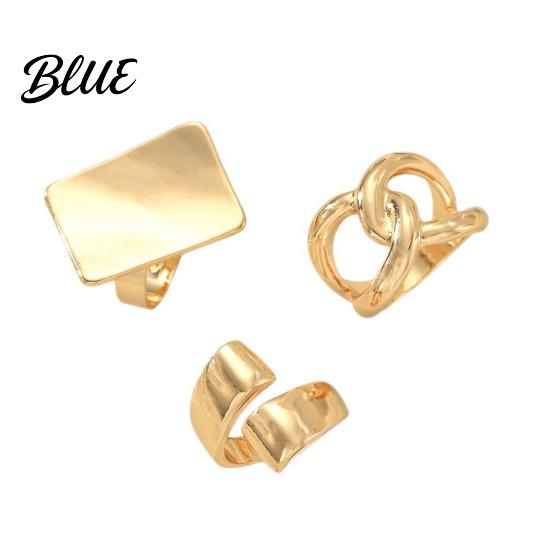 Adjustable Ring 3Pcs Minimalist Cross Knot Set Textured Chunky Stackable
