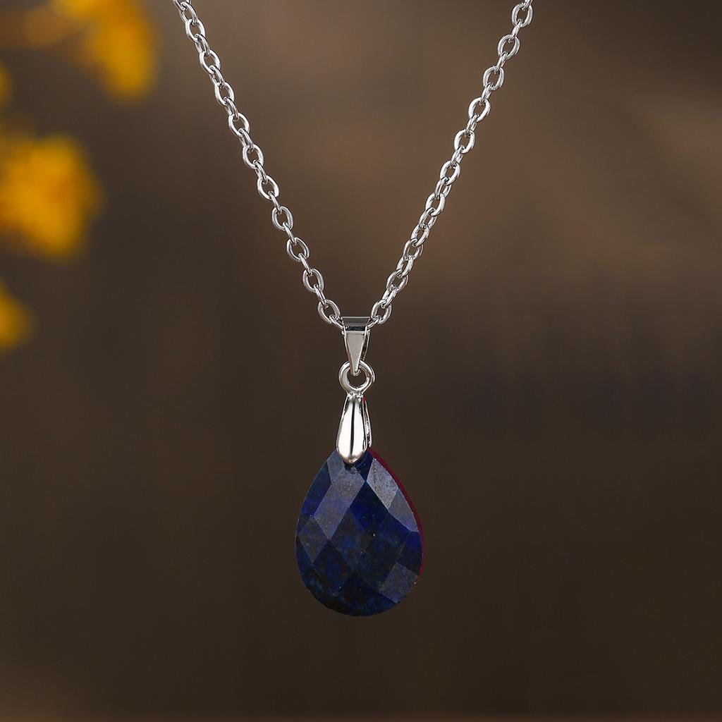 1pc Natural Stone Pendant Teardrop Simple Pendant Necklace for DIY Necklace Amethys Tiger Eye Necklace Jewelry Gifts