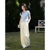 Demana Women's Summer V-Neck Lace Trim Mercerized Cotton T-Shirt
