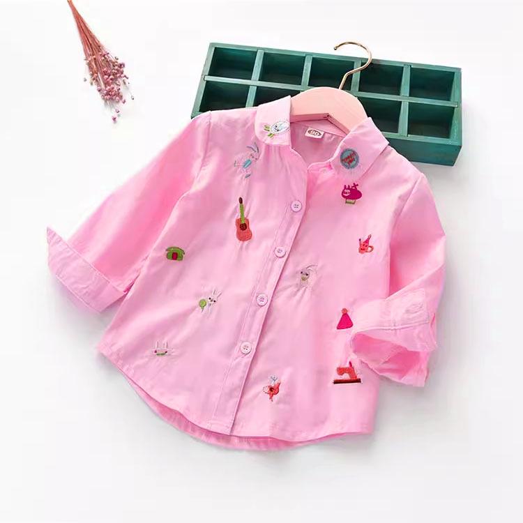 Girls' White Long Sleeve Shirt - Korean Style, 2025/2026 Spring/Autumn Collection