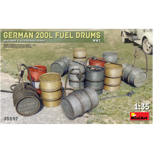Miniart 1/35 WWII German 200L Fuel Can Set Plastic Model Kit MA35597