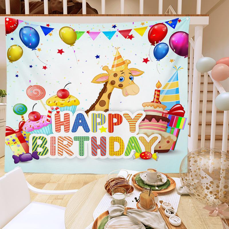 Birthday Party Decoration Tapestry Photo Background Cloth Ins Hanging Cloth Children's Meeting Scene Arrangement Background Wall Photo